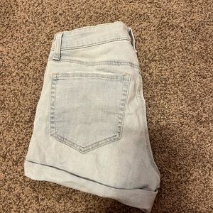 High Rise Midi Jean Shorts